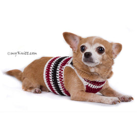 Black Maroon Dog Harness Vest Handmade Knit Choke Free Collar DH74 by Myknitt