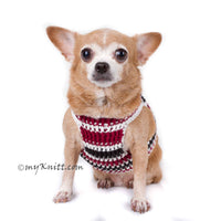Black Maroon Dog Harness Vest Handmade Knit Choke Free Collar DH74 by Myknitt (1)