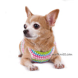 Rainbow Pink Turquoise Baby Color Hand Knitting Dog Harness Choke Free DH75 by Myknitt (1)