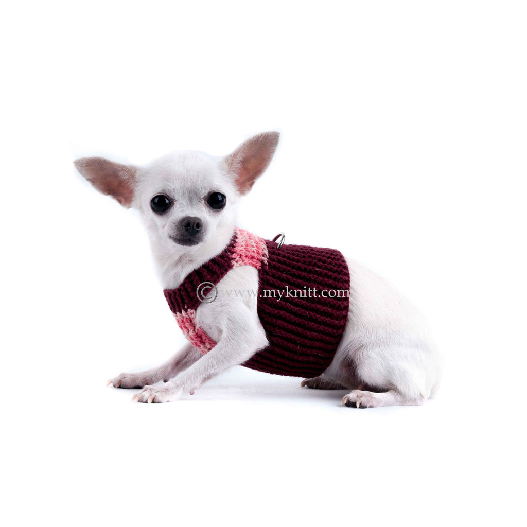 Burgundy Pink Cotton Dog Harness Soft Pet Vest Harness DH7