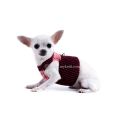 Burgundy Pink Cotton Dog Harness Soft Pet Vest Harness DH7 by Myknitt