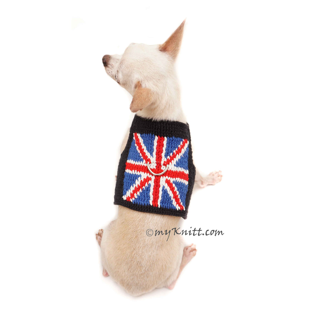 Union Jack Dog Harness Vest Crochet Cotton Step In Harness DH80