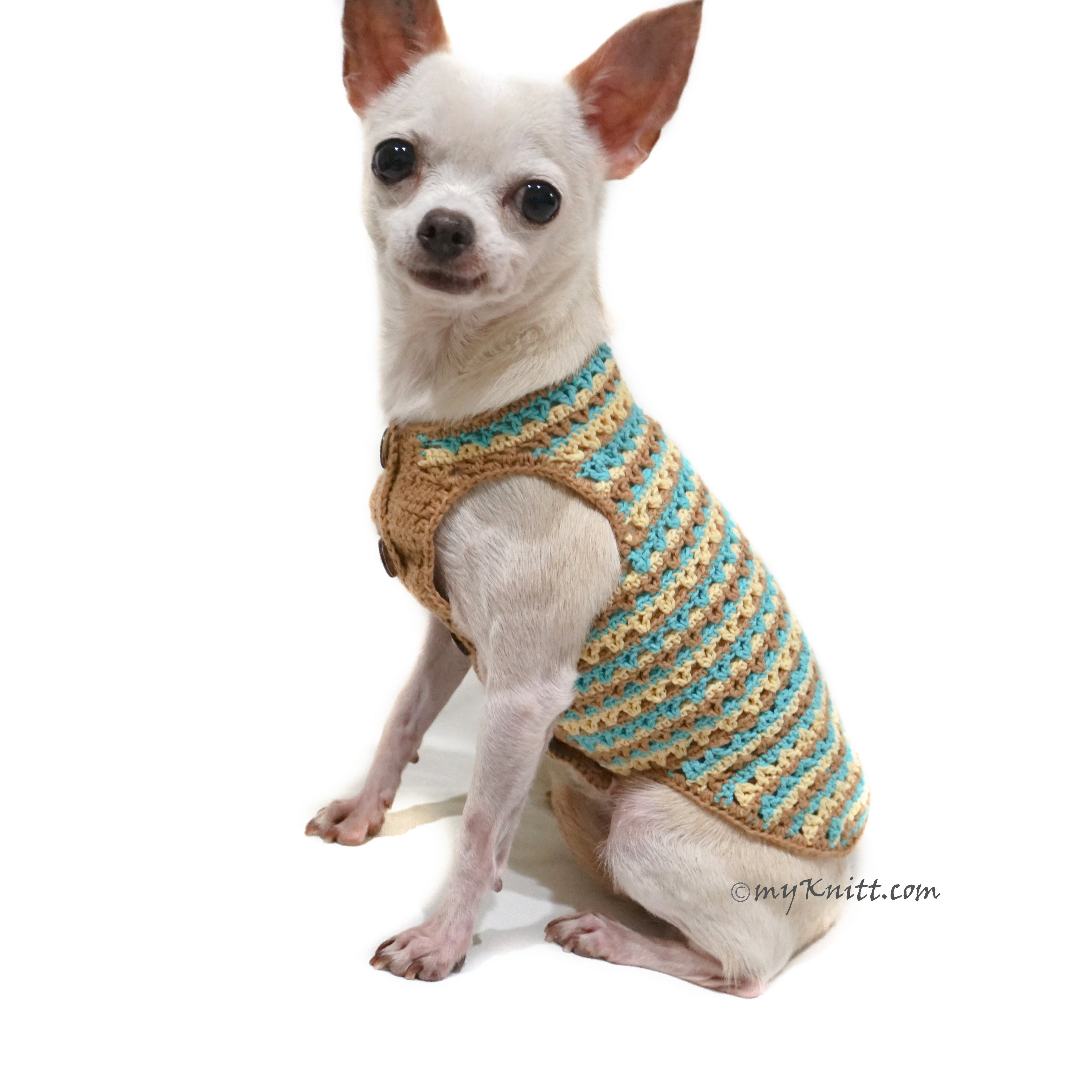 Teal Dog Shirt, Dog Clothes Boy, Chihuahua Clothes Summer DK774 by Myknitt
