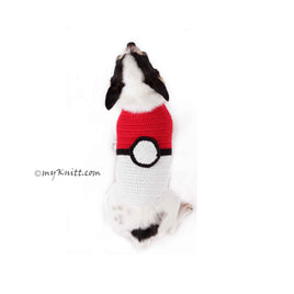 Pokemon Ball Dog Costume For Halloween Unique Handmade Crochet DK780 by Myknitt