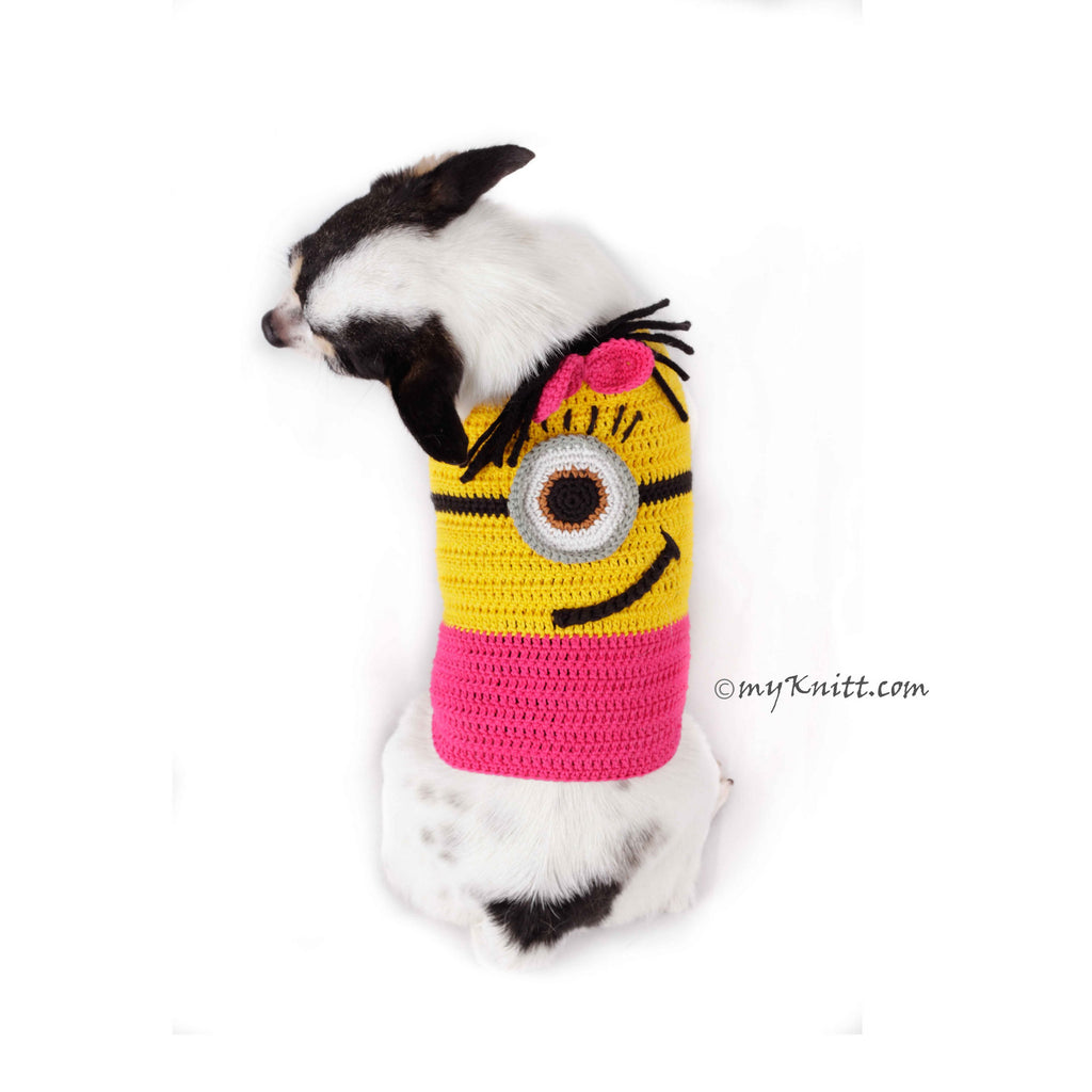Pink Minion Dog Costume Cute Girl Despicable Me Pet Clothes for Halloween DK783