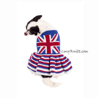Union Jack Dog Dress Ruffle Crocheted DK790 Myknitt