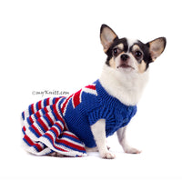 Union Jack Dog Dress Ruffle Crocheted DK790 Myknitt (3)
