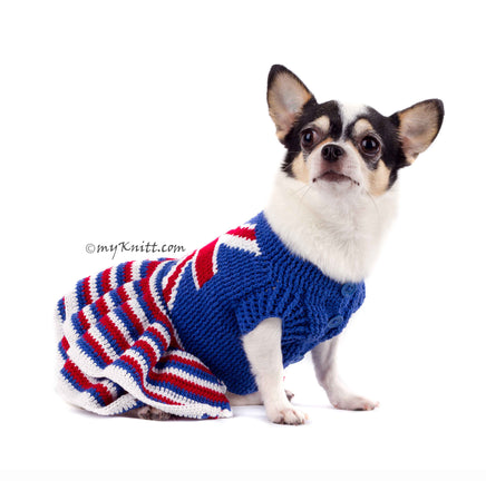 Union Jack Dog Dress Ruffle Crocheted DK790 Myknitt (3)