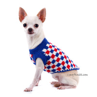 Plaid Red White Blue Dog Shirt 4th of July USA Handmade Crochet DK792 Myknitt