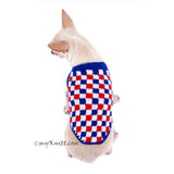 Plaid Red White Blue Dog Shirt 4th of July USA Handmade Crochet DK792 Myknitt (3)