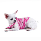 Rhinestones Pink Dog Harness Cotton Boho Chihuahua Clothes DK913 Myknitt (1)