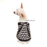 Black and White Dog Dress, Crochet Lace Dress, Chihuahua Clothes DK999