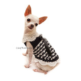 Black and White Dog Dress, Crochet Lace Dress, Chihuahua Clothes DK999