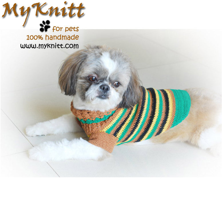 Casual Dog Clothes Boy Stripes Crocheted DK813