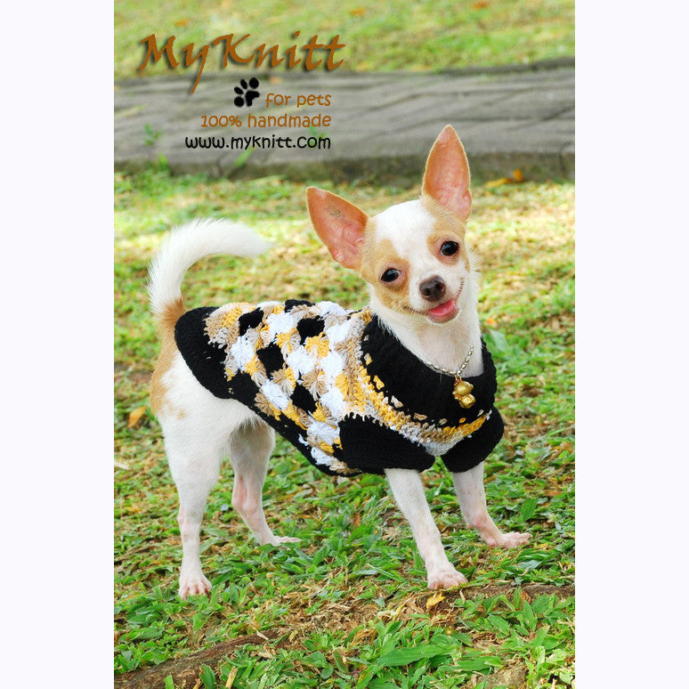 Argyle Cotton Chihuahua Sweater, Dog Clothes Crochet, DK820