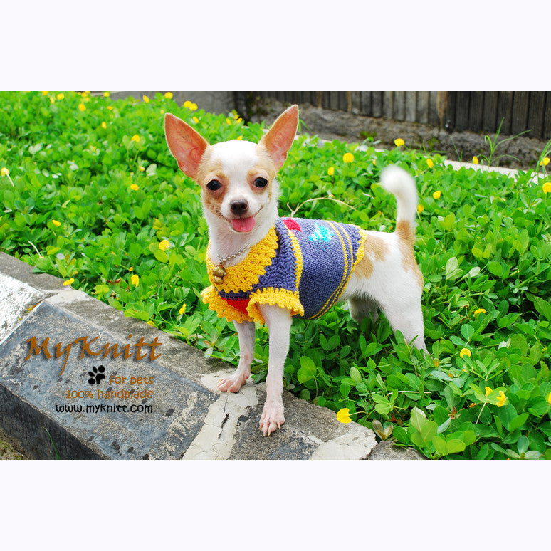 Argyle Chihuahua Winter Clothes Handmade Crochet Dog Sweaters  DK822