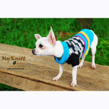 Black Turquoise Dog Clothes Boy Cotton Crochet Yorkie Sweater DK830 by Myknitt (1)