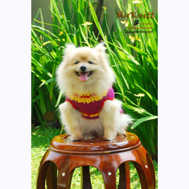 Pink Fuchsia Flower Dog Clothes Unique Handmade Crochet DK833 by Myknitt