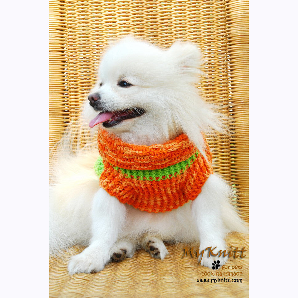 Orange and Mint Green Turtle Neck Dog Sweater Warm and Comfortable DK837