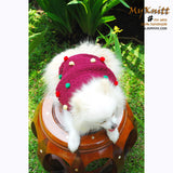 Cute Maroon Dog Poncho with Fluffy Cotton Ball DK839 by Myknitt (3)