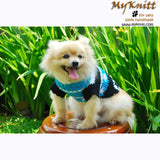 Crocheted Dog Clothes Blue and Black Cotton with Flower Pattern DK840 by Myknitt (2)