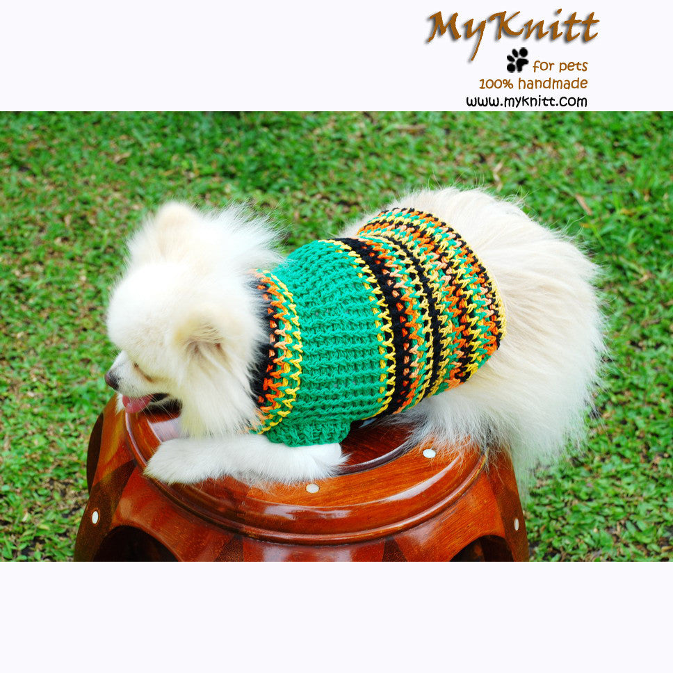 Rasta Bohemian Crochet Dog Sweater Big Dog Clothing DK844 by Myknitt