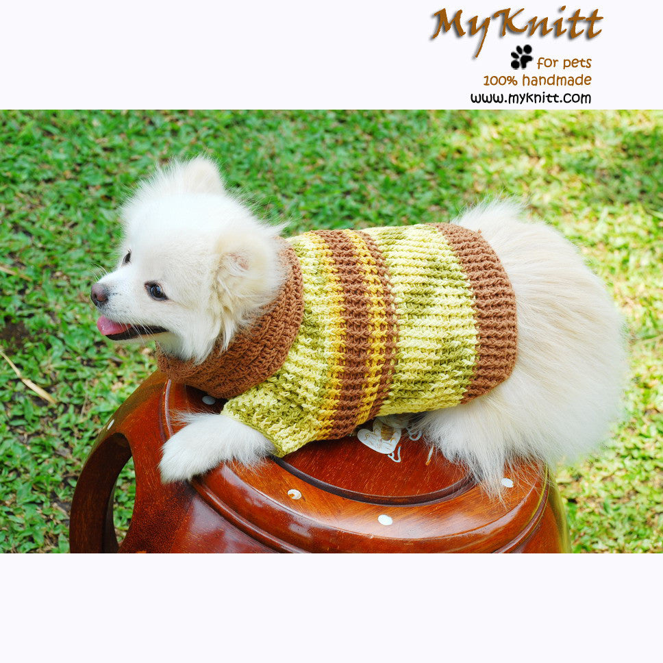 Knitted Dog Sweaters Lime Green Cotton Coats DK845 by Myknitt