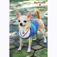 Blue Little Dog Sweaters Crochet Cute Dog Clothes DK849 by Myknitt