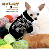 Black and White Knitted Dog Sweater Chihuahua Clothes DK851 by Myknitt (1)