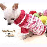 Pink Dog Sweater Chihuahua Clothes Cotton Crocheted Pet Clothing DK855 by Myknitt