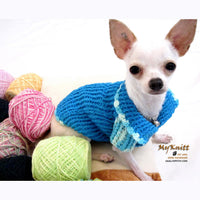 Turquoise Knitted Dog Sweater with Peter Pan Collar DK856 by Myknitt (2)