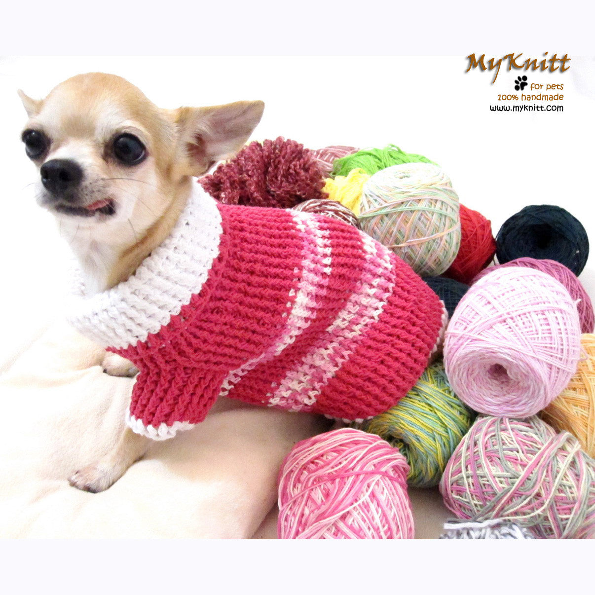 Pink Kimono Chihuahua Sweater DK863 by Myknitt