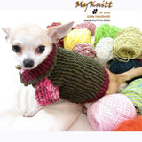 Burgundy Olive Cotton Knitted Dog Sweater DK865 by Myknitt