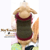 Burgundy Olive Cotton Knitted Dog Sweater DK865 by Myknitt (1)