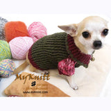 Burgundy Olive Cotton Knitted Dog Sweater DK865 by Myknitt (2)