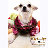Burgundy Olive Cotton Knitted Dog Sweater DK865 by Myknitt (3)