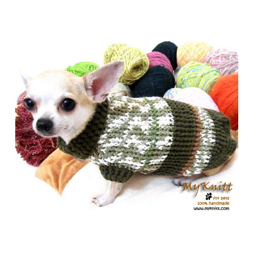 Green Army Warm Knitted Sweater Chihuahua Yorkie Poodle DK866 by Myknitt