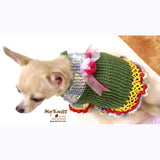 Unique Crocheted Chihuahua Sweater Ruffled Dress DK867 by Myknitt (1)