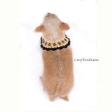 Boho Dog Necklace with Black Rhinestones Accessories DN17 by Myknitt (4)