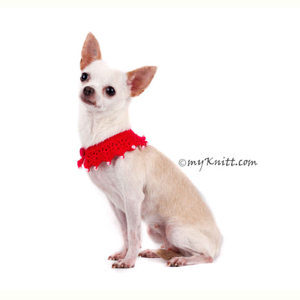 Sexy Dog Necklace Red Pet Scarf with Pearls DN18 by Myknitt (2)
