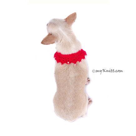 Sexy Dog Necklace Red Pet Scarf with Pearls DN18 by Myknitt (3)