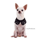 Black Elegant Dog Shawl Pet Collar Handmade Crocheted with Crystal DN19 by Myknitt
