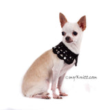 Black Elegant Dog Shawl Pet Collar Handmade Crocheted with Crystal DN19 by Myknitt (1)