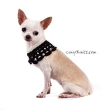 Black Elegant Dog Shawl Pet Collar Handmade Crocheted with Crystal DN19 by Myknitt (2)