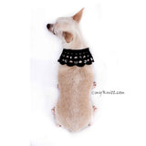 Black Elegant Dog Shawl Pet Collar Handmade Crocheted with Crystal DN19 by Myknitt (3)