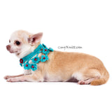 Turquoise Dog Shawl Unique Crocheted Pet Scarf with Pearls DN20 by Myknitt (2)