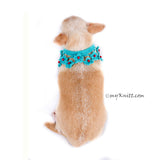 Turquoise Dog Shawl Unique Crocheted Pet Scarf with Pearls DN20 by Myknitt (3)
