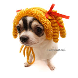 Marie Antoinette Wig Costume, Pig Tail Dog Wig Crochet, Custom Dog Hat Crochet DW1