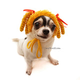 Marie Antoinette Wig Costume, Pig Tail Dog Wig Crochet, Custom Dog Hat Crochet DW1